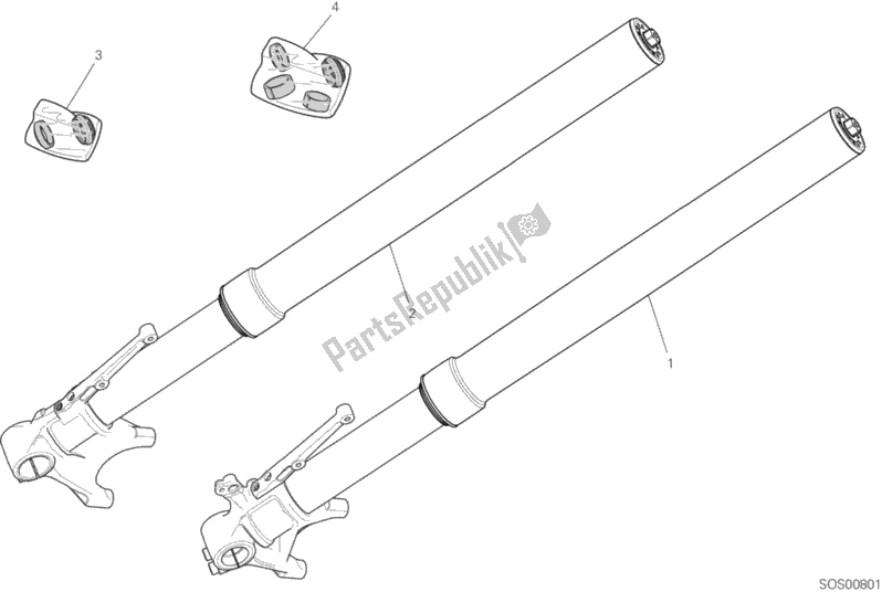 All parts for the Front Fork of the Ducati Hypermotard 939 SP 2018